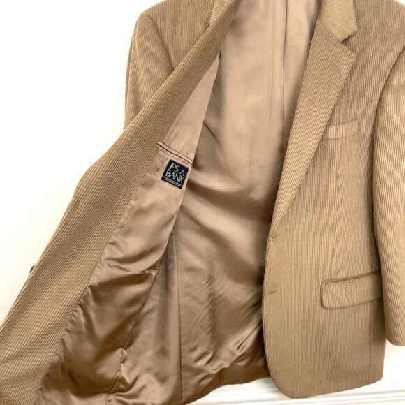 Jos A Bank Sport Coat Jacket Blazer Men's R40 Camel Tan Corduroy Wool Silk Blend - Picture 6 of 8